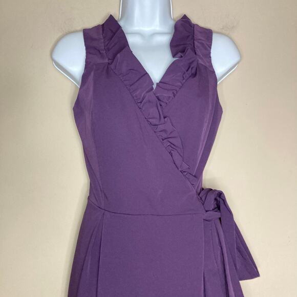 Diane Von Furstenberg Wrap Dress Size 4 DVF Hampton Sleeveless Ruffle V Neckline - Picture 3 of 16